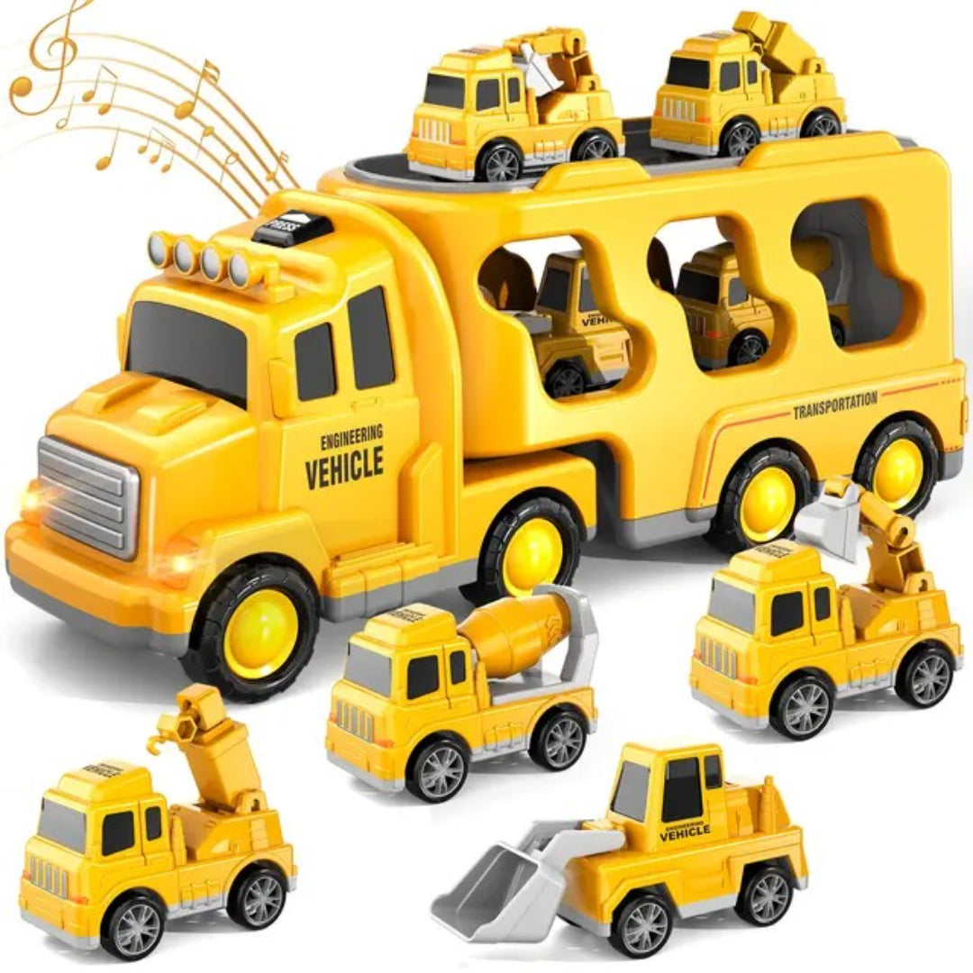 Truck toy set with fire truck and vehicles