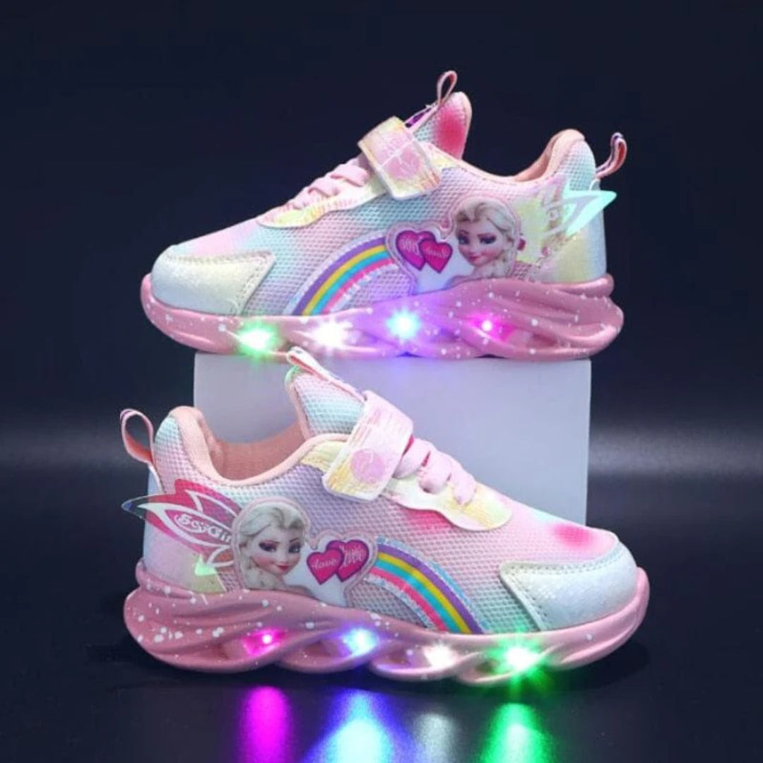 LED sneakers for children with princess print and lights
