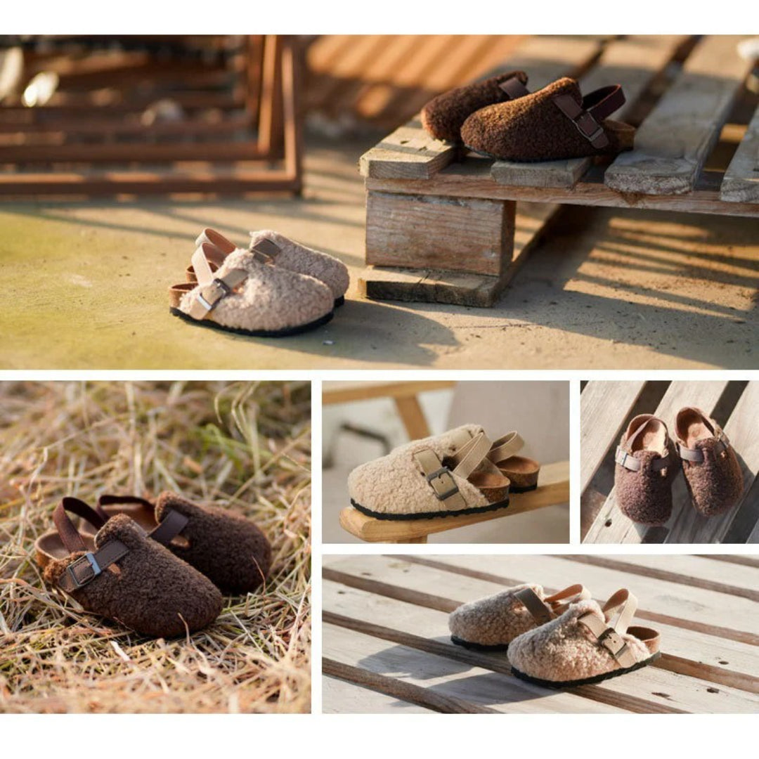 Wool moccasins for kids in slip-on design