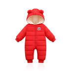 Ski overall for babies insulated with fleece and a hat