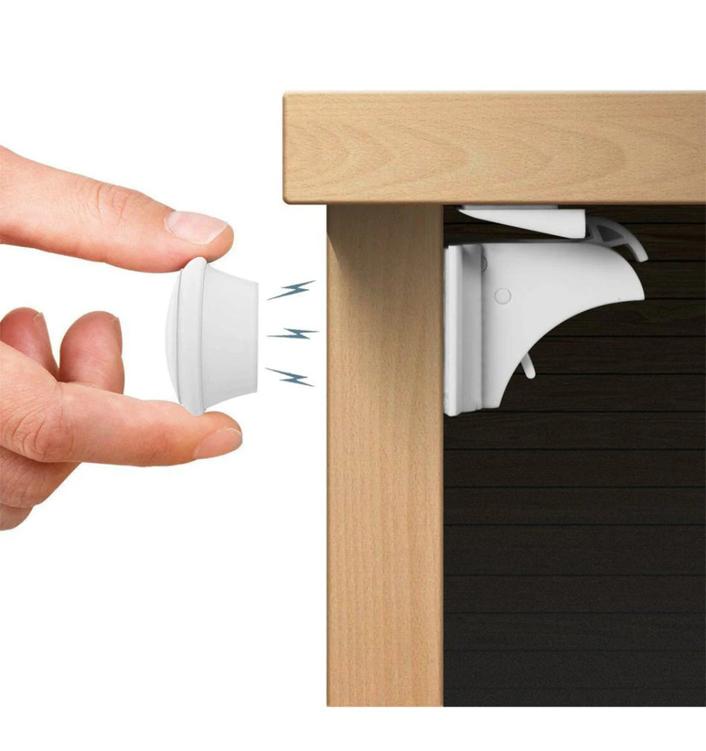 Invisible magnetic child lock for cabinets and drawers without drilling