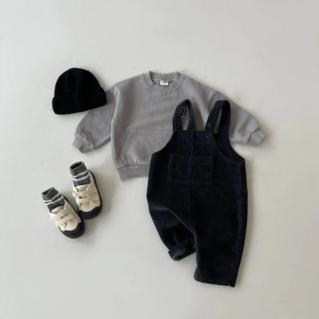Ribbed dungarees for babies in soft cotton