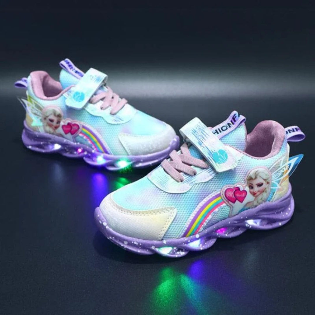 LED sneakers for children with princess print and lights