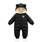 Ski overall for babies insulated with fleece and a hat