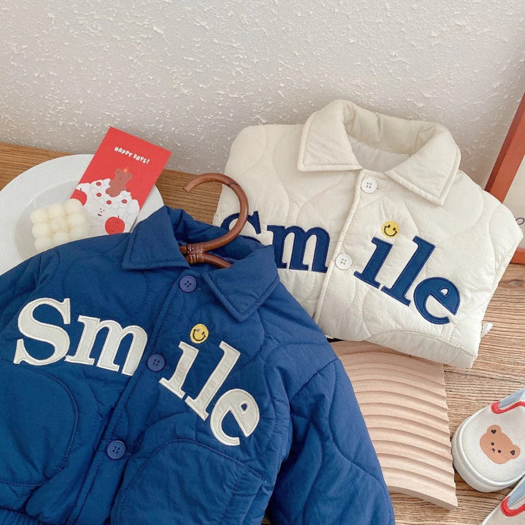 Piqué jacket for children, unisex, with button closure