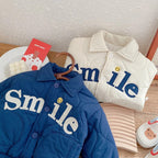 Piqué jacket for children, unisex, with button closure