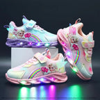 LED sneakers for children with princess print and lights