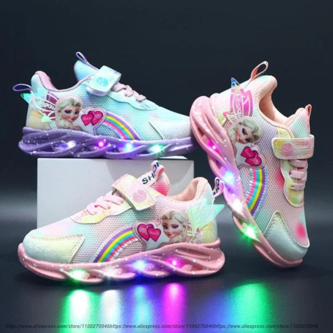 LED sneakers for children with princess print and lights