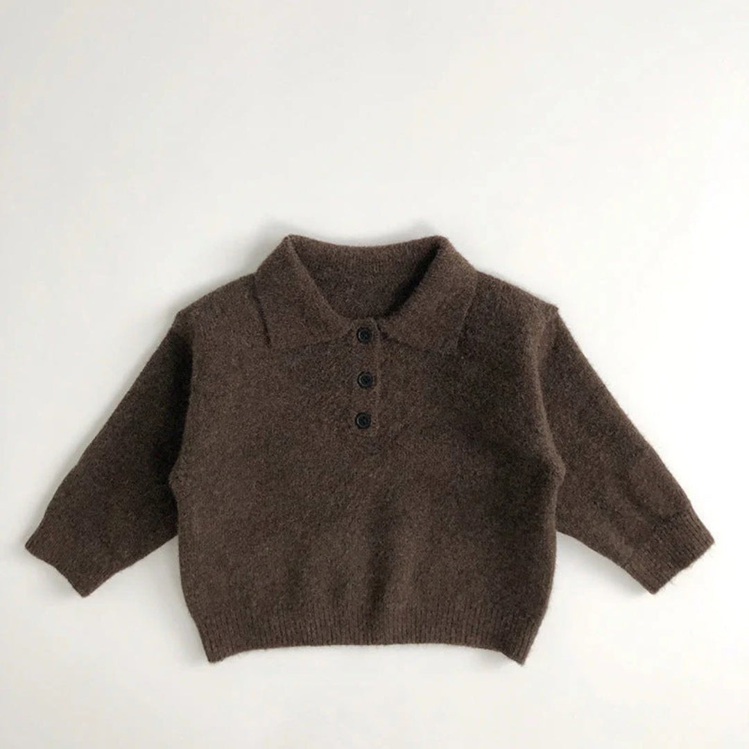 Unisex polo sweater for kids with buttons