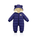 Ski overall for babies insulated with fleece and a hat