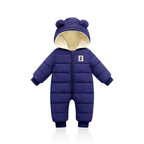 Ski overall for babies insulated with fleece and a hat