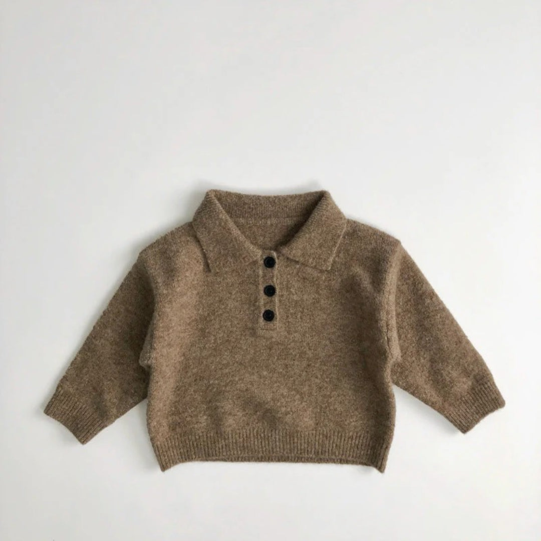 Unisex polo sweater for kids with buttons