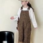 Girls' brown jumpsuit with leopard print