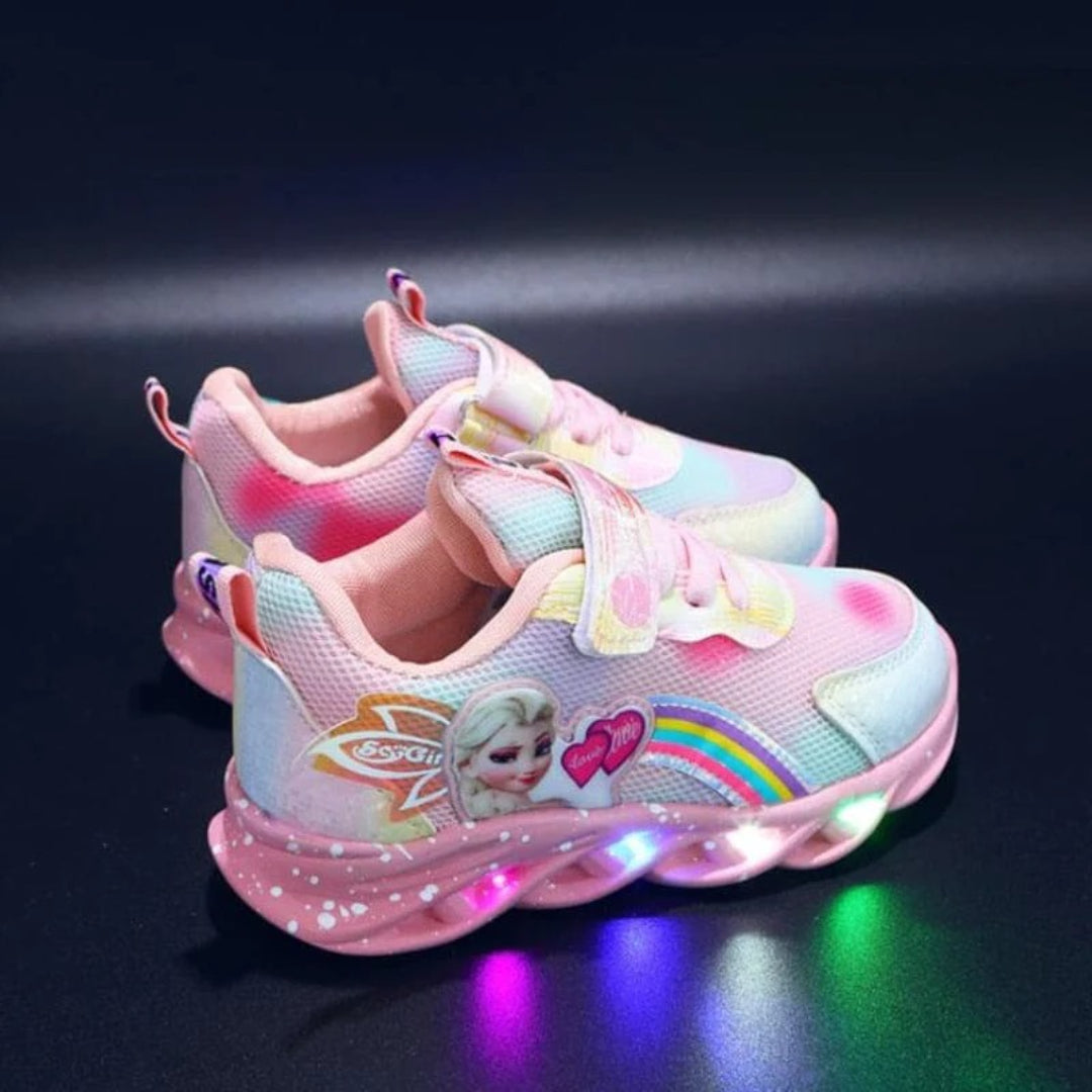 LED sneakers for children with princess print and lights