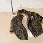Brown cotton jacket with panther print