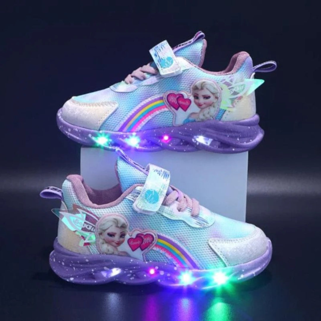 LED sneakers for children with princess print and lights
