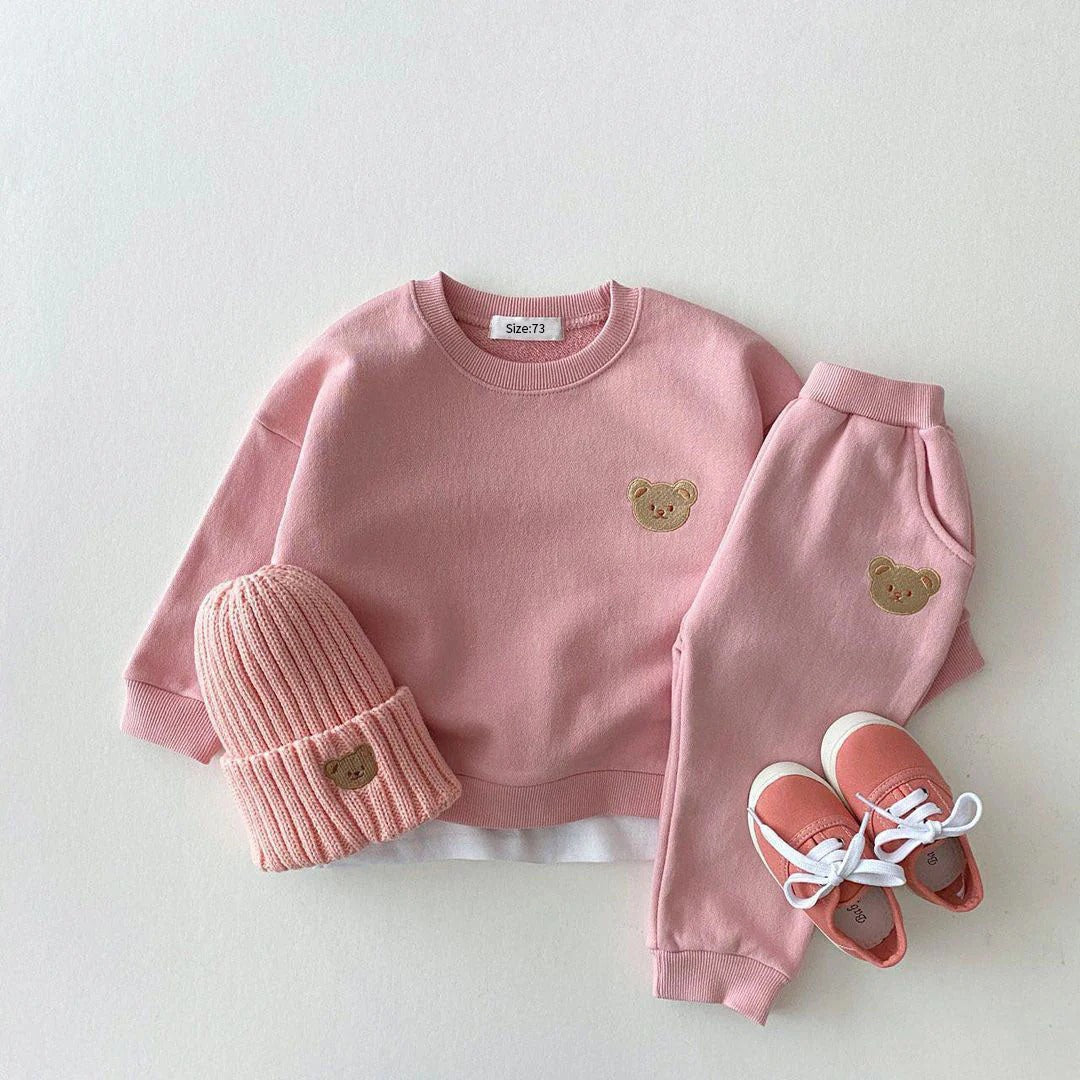 Children's two-piece set with bear motif, unisex