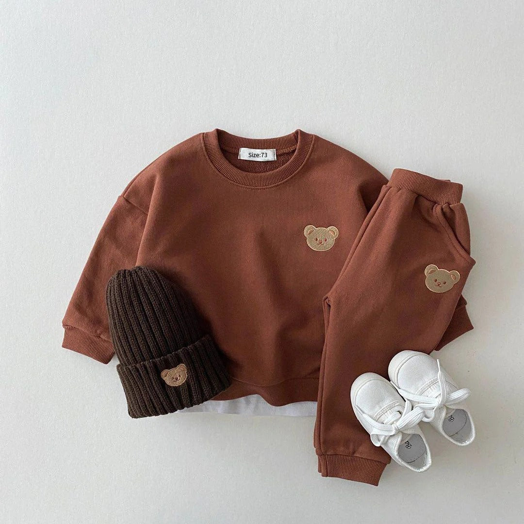 Children's two-piece set with bear motif, unisex