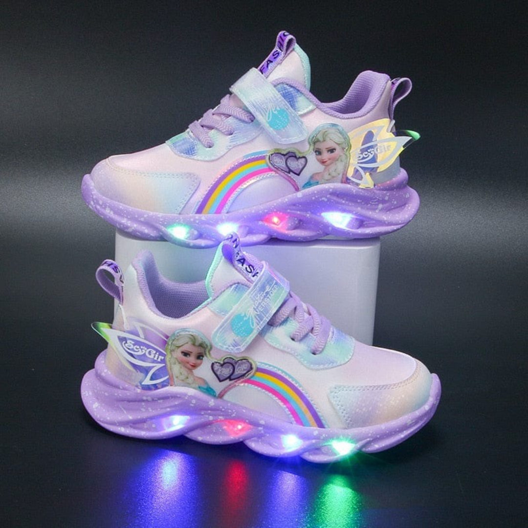 LED sneakers for children with princess print and lights