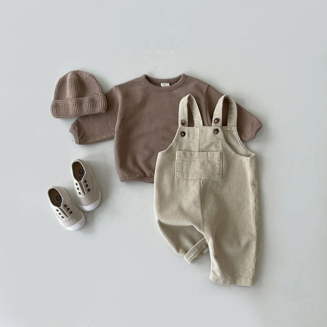 Ribbed dungarees for babies in soft cotton