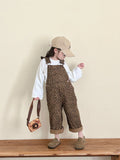 Girls' brown jumpsuit with leopard print