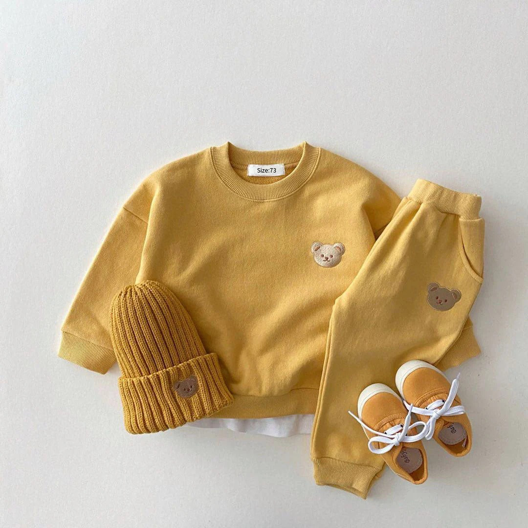 Children's two-piece set with bear motif, unisex