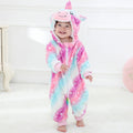 Baby fleece jumpsuit with hood and cartoon motif