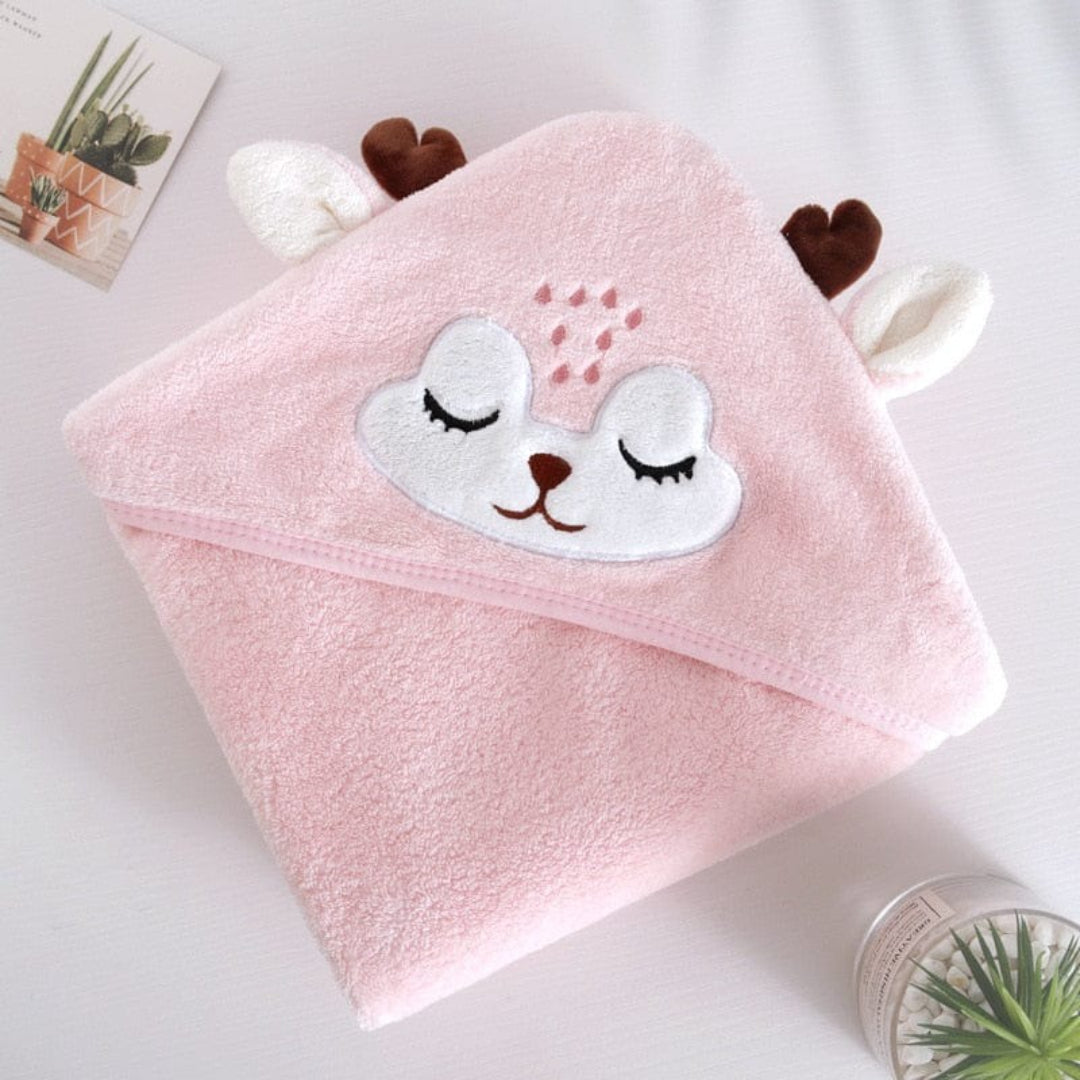 Baby hooded bath towel in a cute design