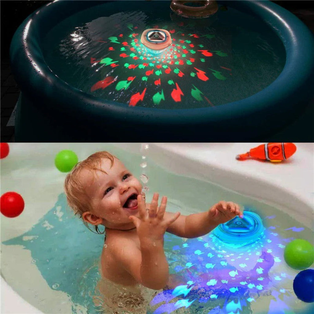 LED bath toy with fountain and spray effect