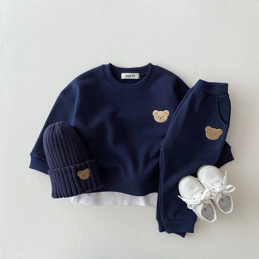 Children's two-piece set with bear motif, unisex
