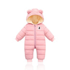 Ski overall for babies insulated with fleece and a hat