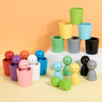 Wooden learning toys with color sorting cups