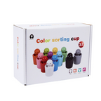 Wooden learning toys with color sorting cups