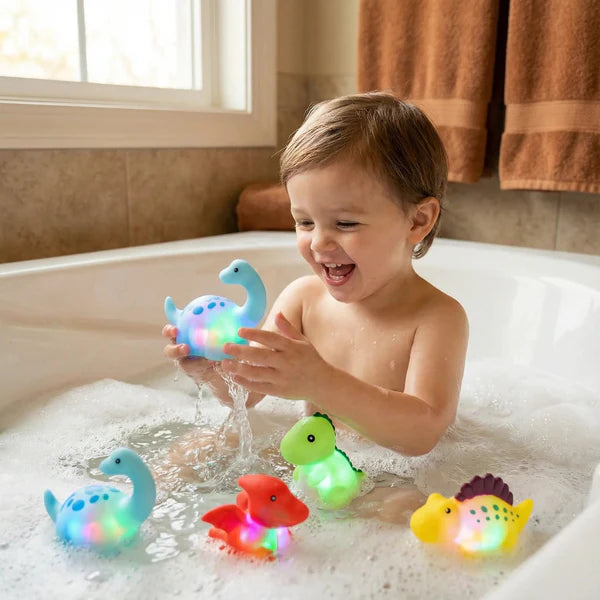 Lysende dinosaur-badelegetøj