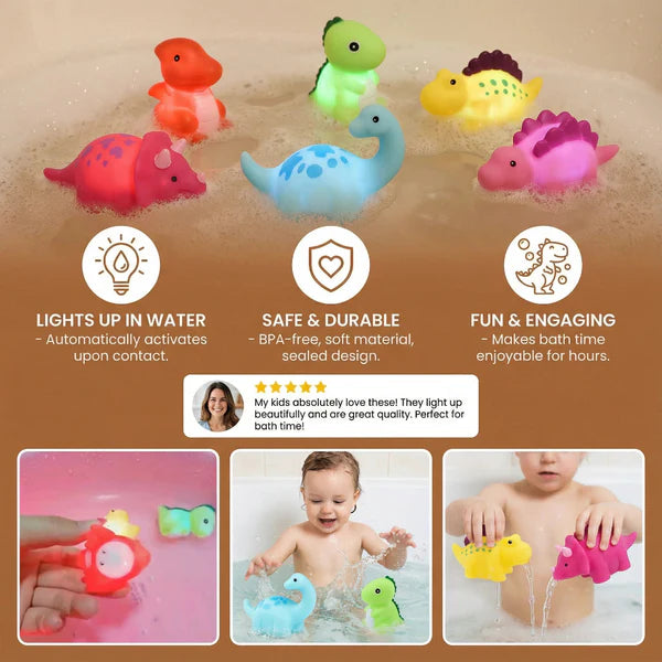 Lysende dinosaur-badelegetøj