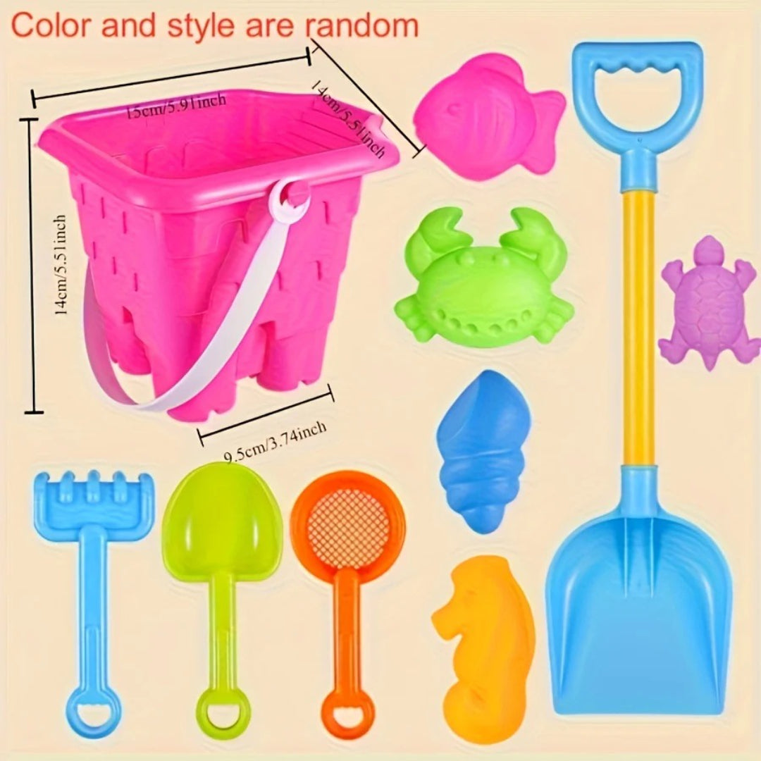 Beach toy set for sand and water with bucket, shovel, and accessories