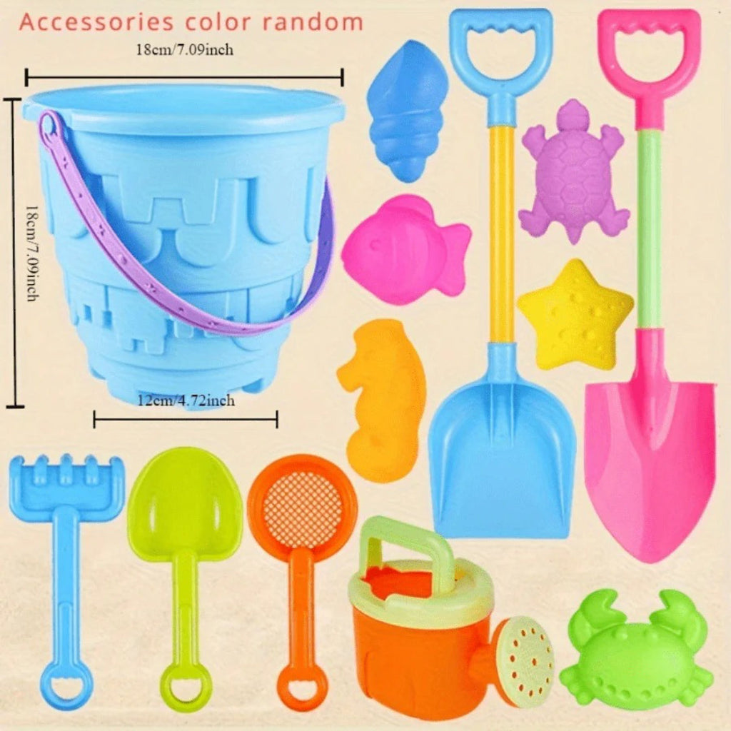 Beach toy set for sand and water with bucket, shovel, and accessories