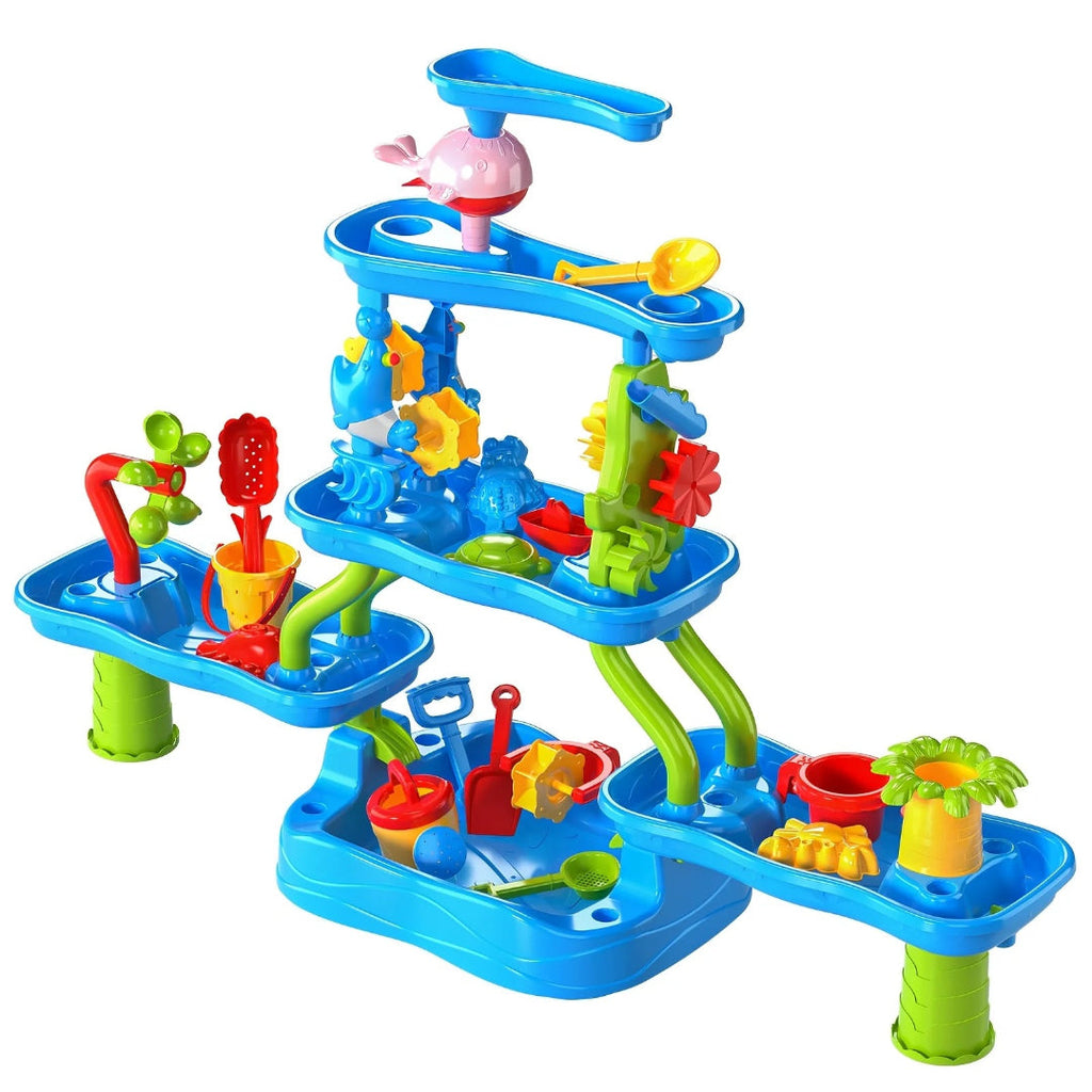 Sand and water play table activity table with four levels for outdoor play