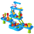 Sand and water play table activity table with four levels for outdoor play