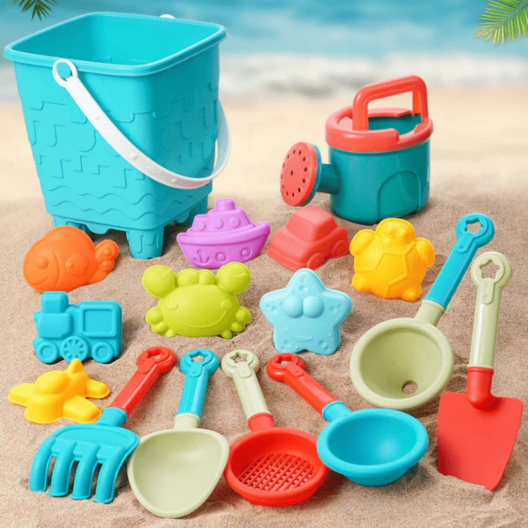 Beach toy set for sand and water with bucket and shovel