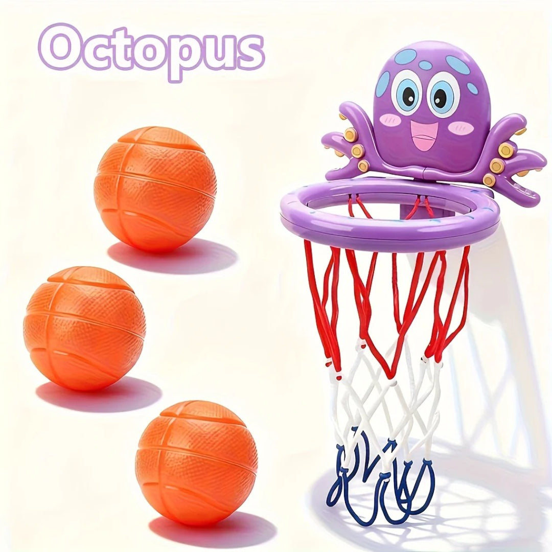 Mini basketball hoop for the bath with animal motif