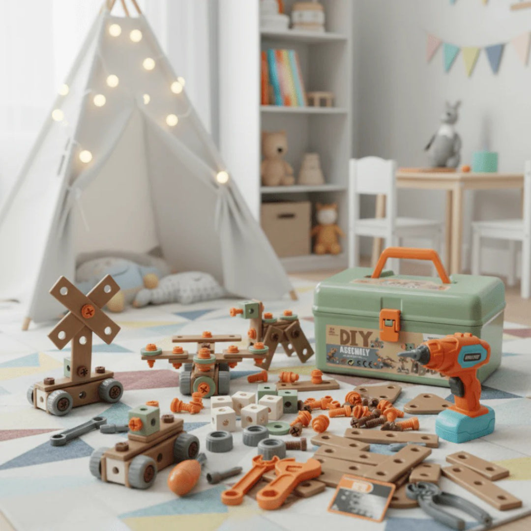 100-piece tool set for children creative building play