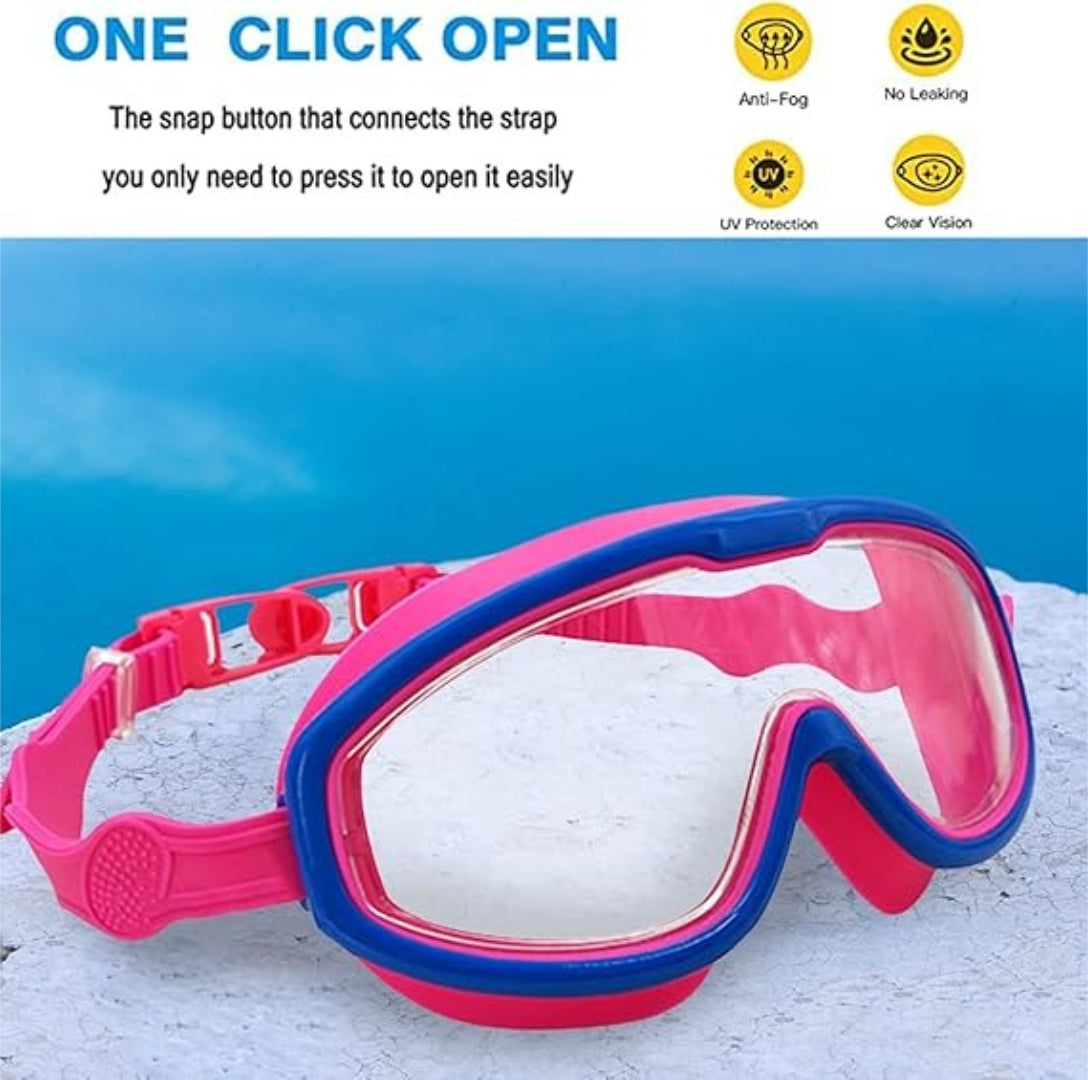 Children's swimming goggles with adjustable anti-fog construction