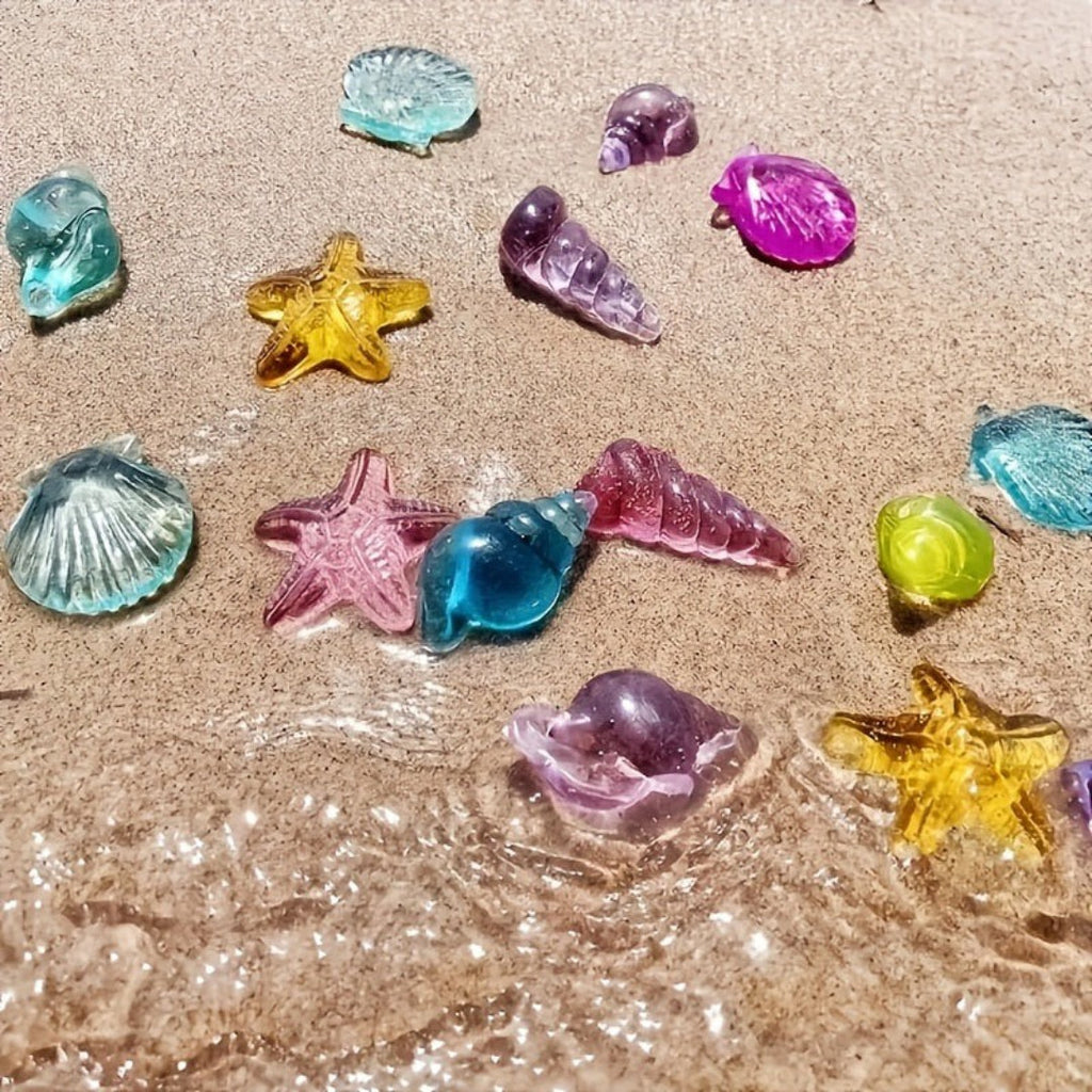 Treasure hunt set with sea creatures and acrylic jewels