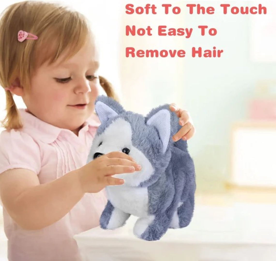 Realistisk interaktiv plys hund der går og bevæger sig