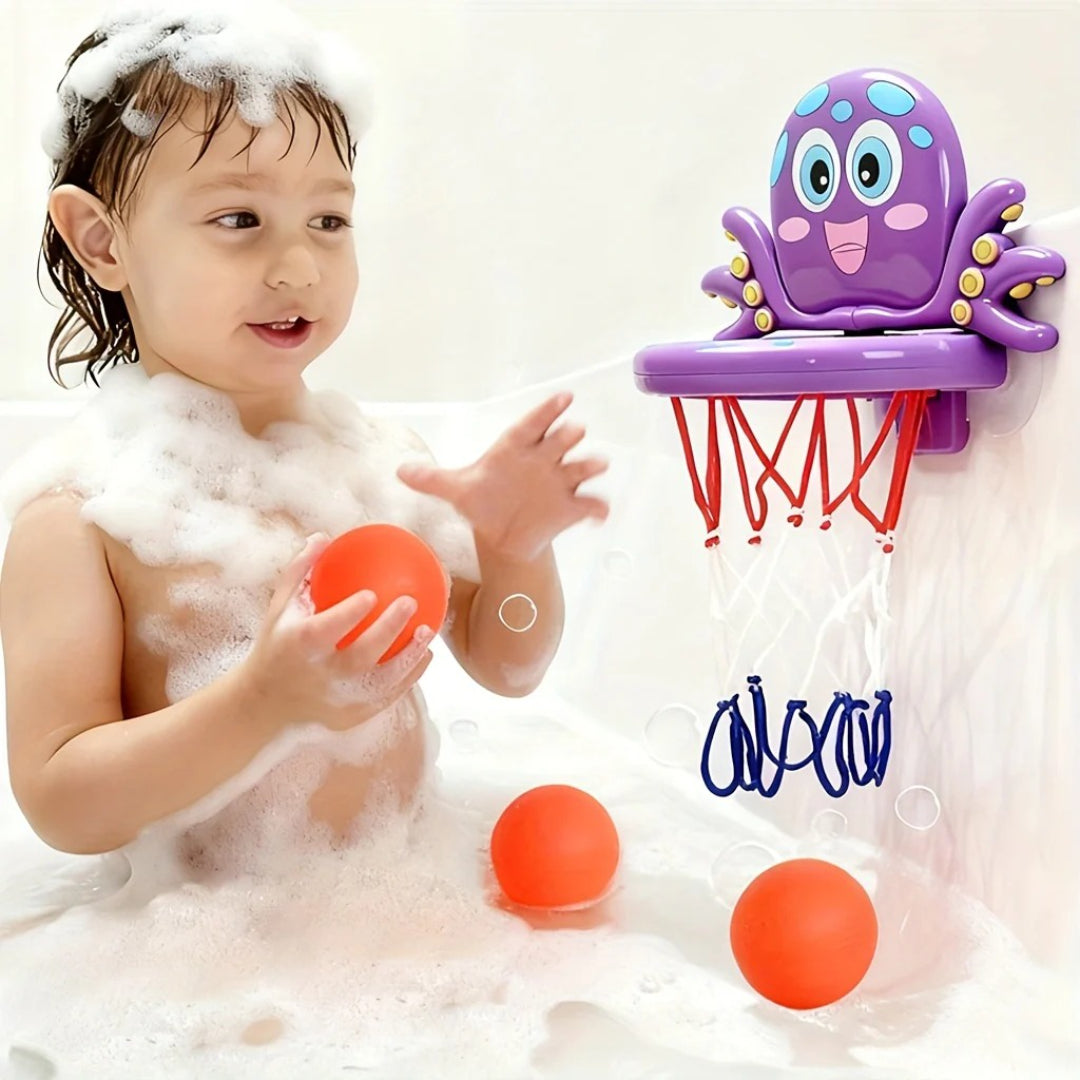 Mini basketball hoop for the bath with animal motif