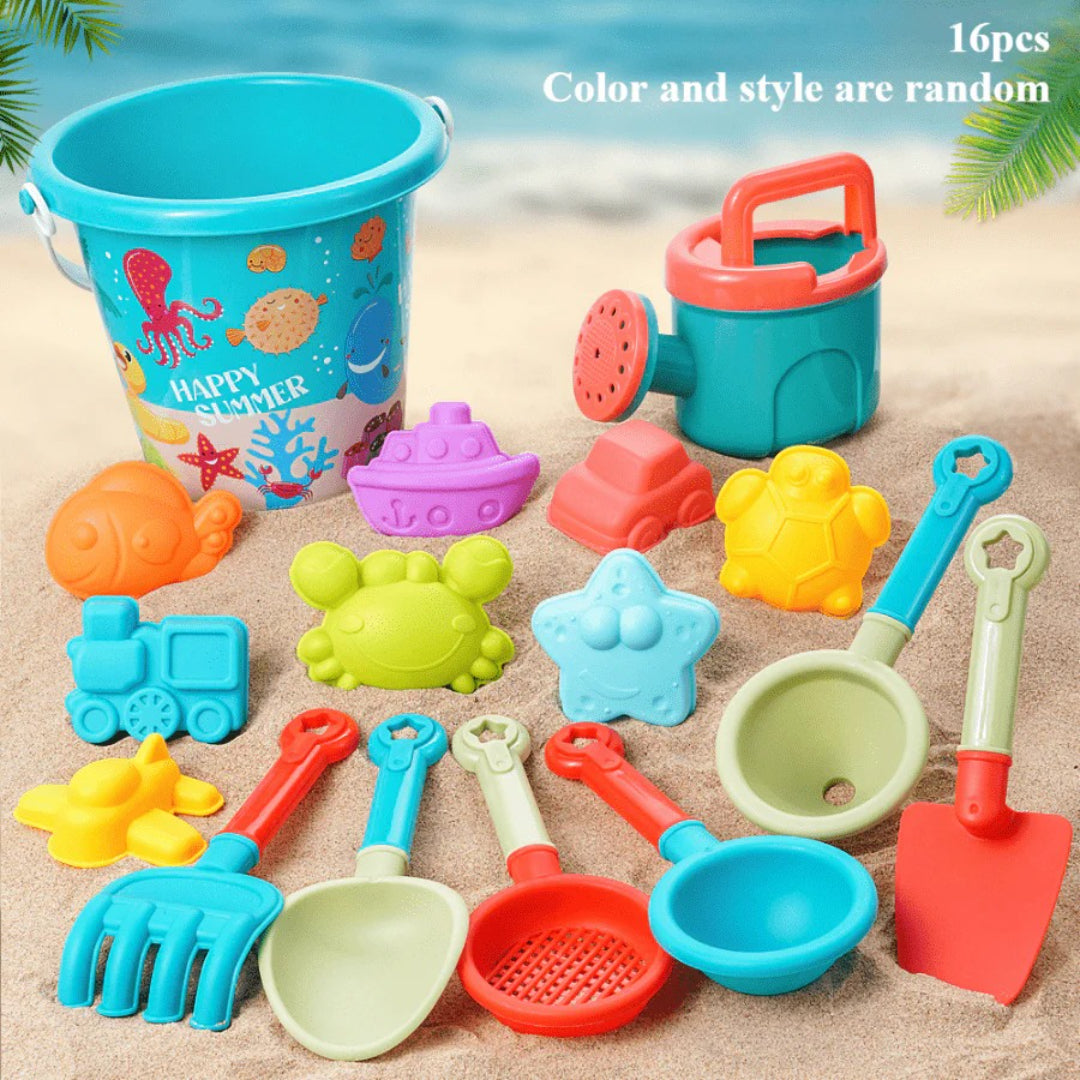 Beach toy set for sand and water with bucket and shovel