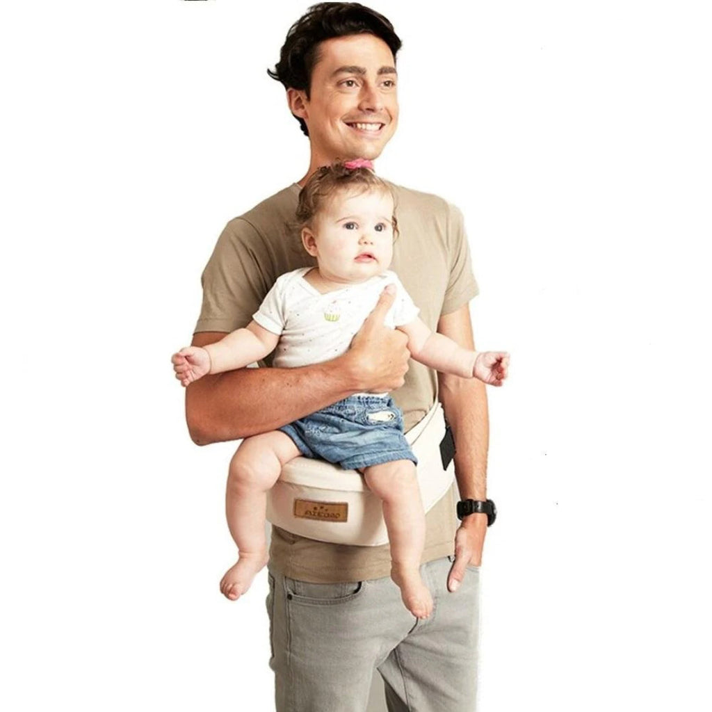 Baby hip carrier with adjustable seat and waist belt