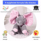Musical elephant plush with a fun peek-a-boo function