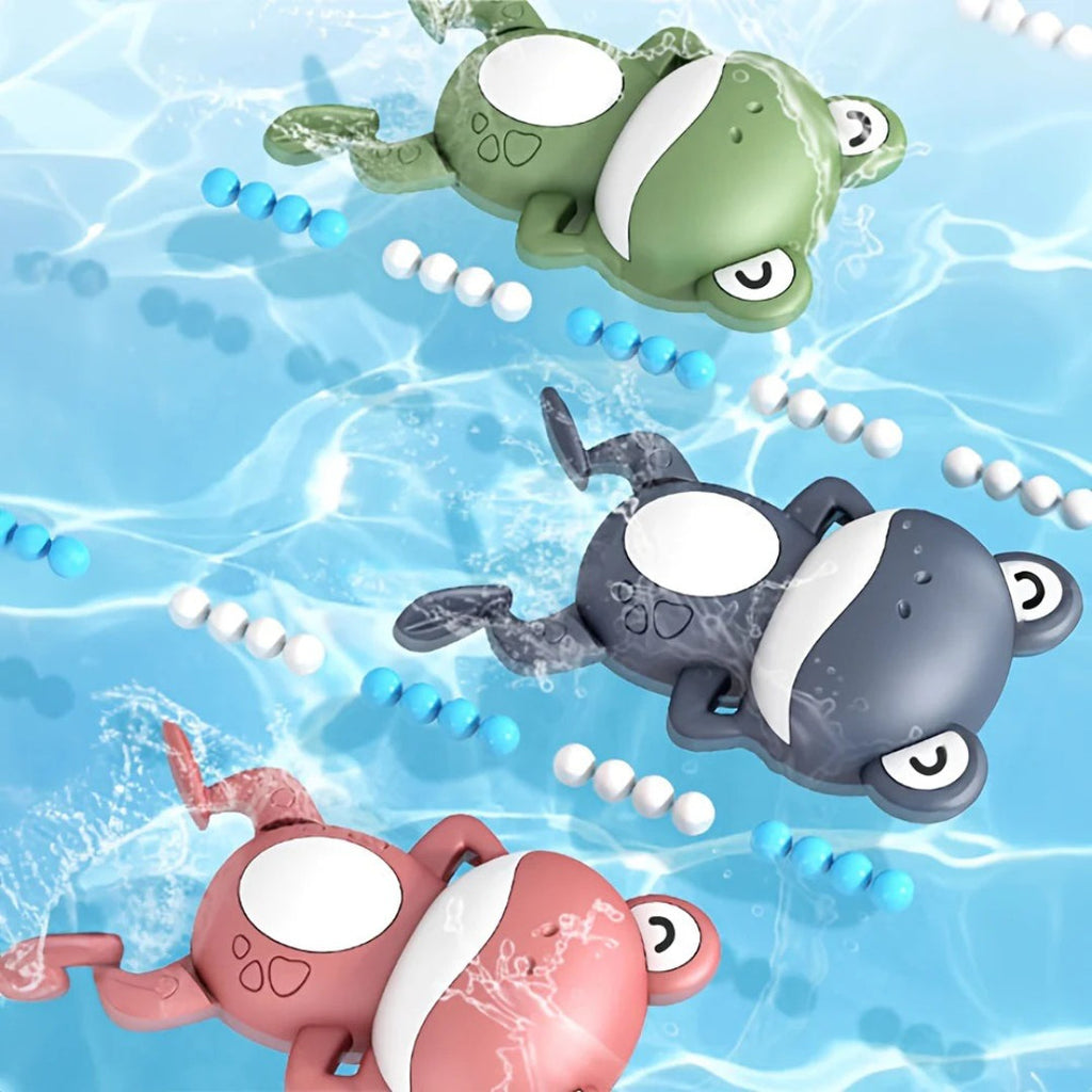 Frog-shaped bath toy in non-toxic plastic